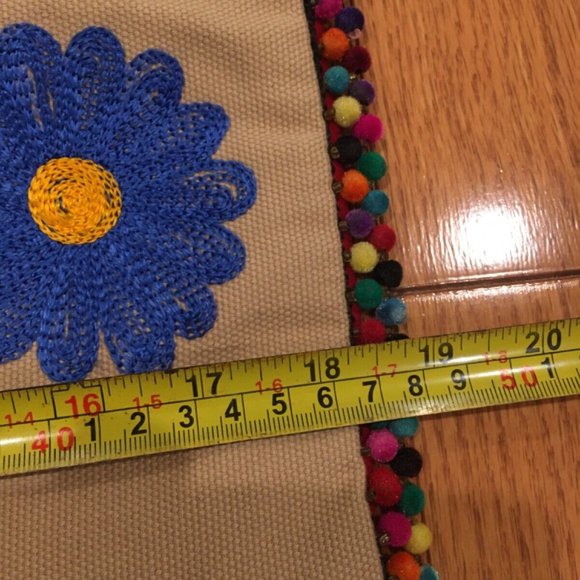 Vintage Pier 1 Embroidered 3D FLORALS Pillow Case Cover 18" x 12" - Picture 10 of 10